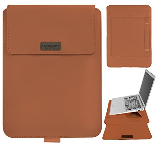 13-14In Laptop Sleeve Integrate with Adjustable Stand & Mouse Pad, Leather Case Bag for MacBook Pro M2/M1 Pro/Max A2779 A2442, MacBook Air 13, 13.5 Surface Laptop 5/4/3/2/1-Bronze