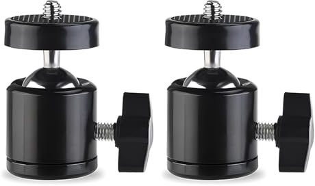 Mini Stativkopf Kugelkopf, 2 Stücke Mini Kugelkopf Metall, Drehbarer Mini-Kugelkopf mit 1/4 Gewindebohrung, Geeignet für SLR-Kameras, Camcorder, Lichtstative, Einbeinstative, Stative