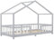[en.casa] Kinderbett Treviolo Hausbett 90 x 200 cm Holzbett für Kinder mit Rausfallschutz Bettgestell mit Lattenrost Kiefernholz Hellgrau/Weiß