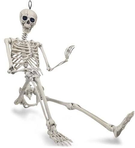 com-four® 160cm Deko-Skelett für Halloween - XXL-Gerippe aus Kunststoff zum Hängen - lebensgroßes Knochengerüst mit Grusel-Faktor für Halloween, Fasching, Mottopartys (XXXL - 1 Stück - 160cm)