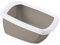 Litière pour chat avec bord amovible Blanc/gris 57 x 41 x 28,5 cm