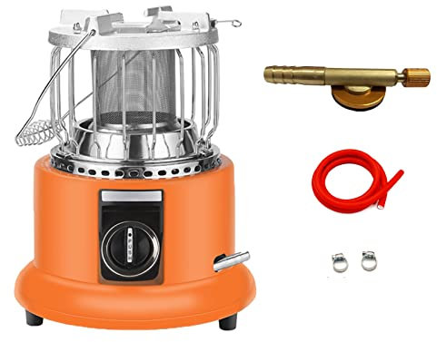 Portable Gas Heater Stove, 2 in 1 Portable Propane Heater & Stove, Portable Gas Cooker Stove, 360 Degree Indoor and Outdoor Propane Heater, for Winter Camping Outdoor Fishing (Color : Orange)