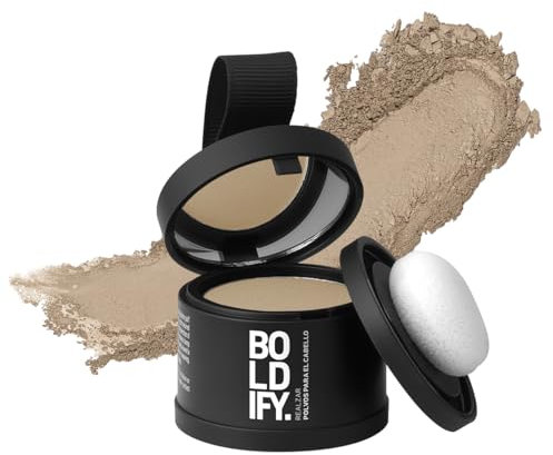 BOLDIFY Retocador de raíces en polvo – Cubre Canas Mujer y Hombre 48 Horas – Maquillaje Capilar Resistente al agua, No Mancha 4g (Rubio Medio)