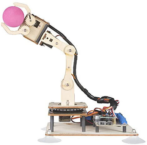 Adeept 5-DOF Kit de bras de robot programmable STEM éducatif 5 axes avec écran OLED Kit de construction de robot compatible avec Arduino IDE(Tutoriel PDF via lien de téléchargement) (bois)
