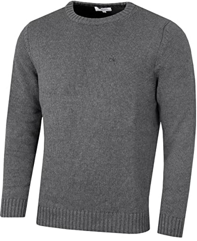 Calvin Klein Mens 2026 Knit Campus Crew Neck Cotton CK Golf Sweater