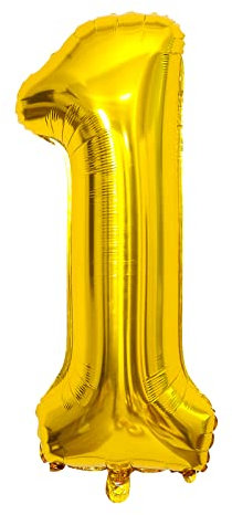 40in 1st Birthday Balloon Gold Giant Number 1 Balloon Foil Mylar Balloons for Birthday Decoration for Girls Boys Women Men (Gold, Number 1)