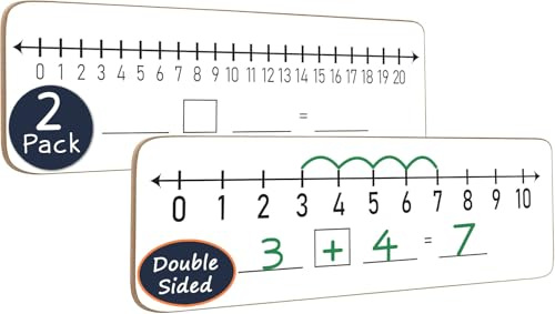 SCRIBBLEDO Dry Erase Number Line Board 12x4” Double Sided 2 Pack Grades 1-2 | 0-10 And 0-20 Math Layouts, Lightweight Lapboards Math Manipulatives Practice for Students, Teachers, Classroom and School