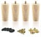 EETU 20cm/8inch Wooden Furniture Legs, Solid Wood Sofa Legs Set of 4, Wood Cabinets Replacement Furniture feet with Mounting Plates and Screws for Armchair Table Couch Bed