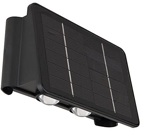 GLOBO Solarlampe schwarz Außenleuchte Balkon Wandlampe modern Eckige Gartenlampe Akku Hauswand wetterfest, Kunststoff, 1x LED 40lm 3000K, LxBxH 17x10,8x6,4 cm