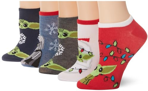 Star Wars Damen Mandalorian Holiday 5er-Pack No Show Socken, Rotes Sorbet, 42-44.5 EU