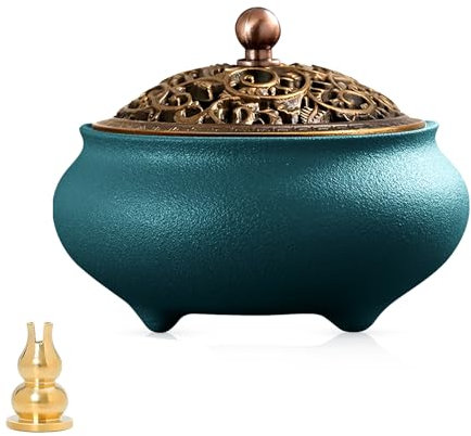 Coil Incense Burner, Ceramic Cone Incense Burner Holder Suitable For Incense/Cone/Coil/Stick, Sage, Mosquito Incense, And Charcoal. Incense Holder+Fireproof Cotton Inside.
