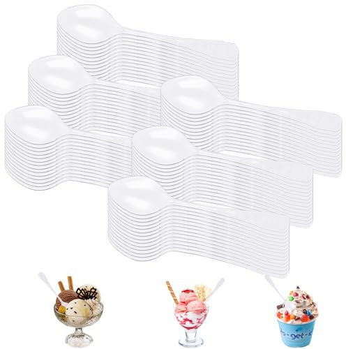 DAJAVE Lot de 400 mini cuillères en plastique transparent réutilisables pour dessert, gâteau, pudding, mousse, buffets, pique-niques (9,5 cm)
