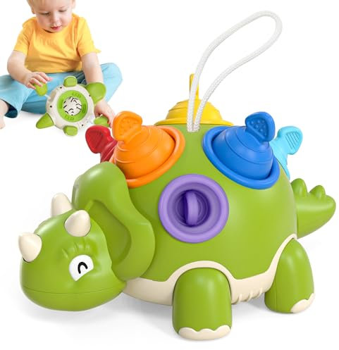Lehoo Castle Montessori Motorikspielzeug ab 1 Jahr Junge Mädchen, Baby Sensorik Spielzeug Dino Kinderspielzeug, Frühe Entwicklung Lernspielzeug Geschenk, Pop Fidget Spinning Toy 1-3 Kleinkind Geschenk