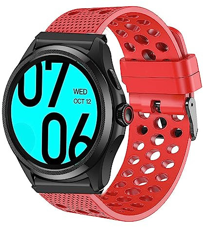 Blueshaweu Cinturino compatibile con Ticwatch Pro 5, traspirante, sportivo, in silicone, per smartwatch Ticwatch Pro 5 (rosso)