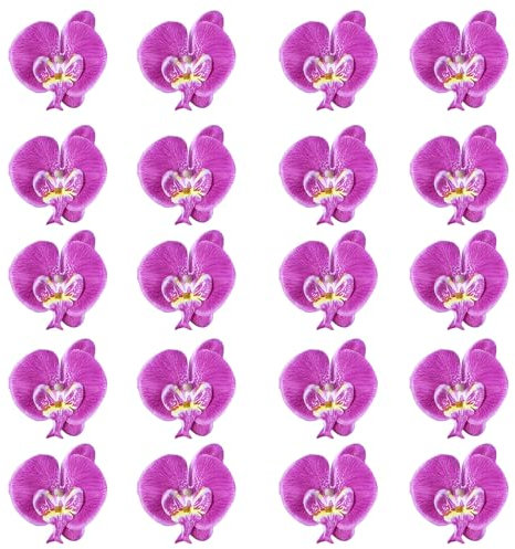 FIBOUND 20 Pezzi Artificiale Orchidea Fiore Teste, Finta Farfalla Orchidea Teste, Teste Fiori Orchidee Farfalla, per Matrimonio Floreale Bouquet Decoro Fai Da Te Artigianato Realizzare