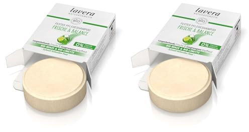 lavera Festes Pflegeshampoo Frische & Balance - ohne Silikone - Schwungvolles Volumen & gestärktes Haar - vegan - Naturkosmetik - 50 g (Packung mit 2)