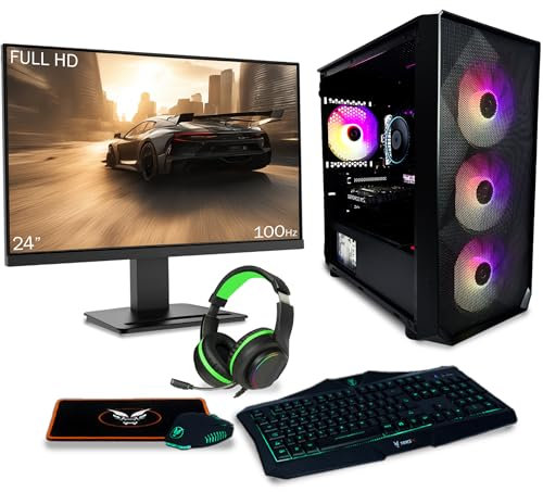 Fierce PC Gaming 24 Monitor Bundle - Intel Core i5 12400F 2.5-4.4GHz,RTX 4060 8GB,16GB RAM 3200MHz, 1TB NV3 M.2 NVME SSD,650W PSU,Windows 11, Keyboard, Mouse, Headset