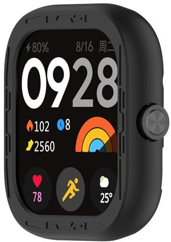 xhKJO Coque Protecteur Case pour Xiaomi Redmi Watch 4 Watch Case, Silicone étui Housse Cover Transport, Étui Ultra Mince Portable Antichoc Etui pour Xiaomi Redmi Watch 4 Watch Accessoires (Noir)