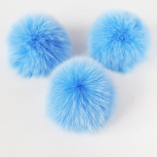 SYSUII 10 Stück 8CM Kunstfell Pompon,Kunstfell Bommel Fellbommel für Mützen Tasche Beanies Taschenanhänger Schlüsselanhänger Fellbommel DIY Fell Pom Poms für Schuhe Schals Anhängern Dekoration -Blau