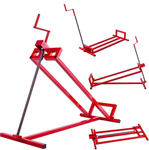 TANGZON Folding Lawn Mower Jack Lift, 400kg Height Adjustable Lifting Device Stand, Telescopic Maintenance Jack for Ride-on Lawnmowers and Garden Tractors (Red)