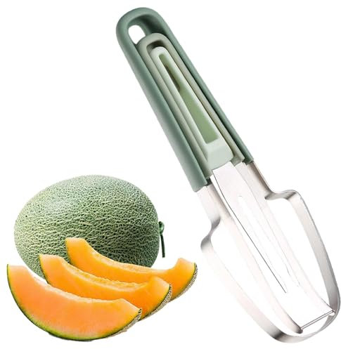 Kapaunn Wassermelonen Schneider, Melonenschneider Edelstahl, Melonen Würfel Wassermelonen Messer, Obstschneider für Cantaloupe, Papaya, Drachenfrucht, OMN0IASR5CSR03E4L