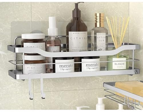 No Nonsense Products Self Adhesive Shower Caddy Silver