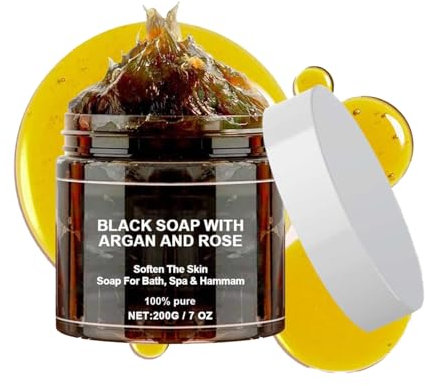 Generisch Morocco Black Soap, Black Soap With Argan and Rose, Morocco Body Scrub, Morocco Exfoliating Soap, 100% Organische Marokkanische Schwarze Seife