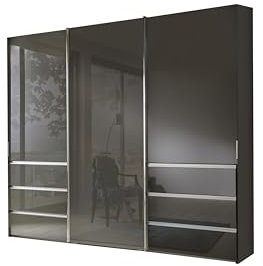 WIEMANN Schwebetürenschrank Kleiderschrank Schlafzimmerschrank 300cm breit, mit Schubladen, Glas Havanna, Höhe 217cm, Malibu