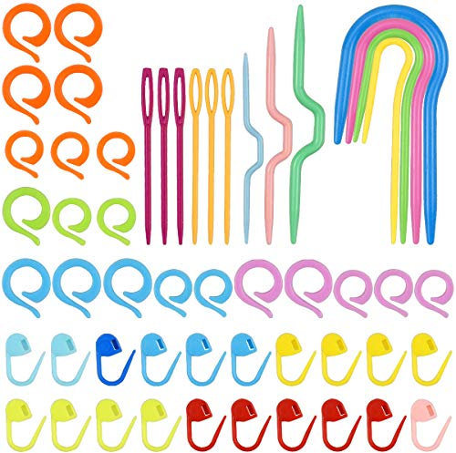Dokeno 53 Stück Stricken Zubehör Set, Maschenmarker Ringe, Zopfnadeln zum Stricken, Stricken Nadeln, Maschenmarkierer, Garnnadel Set, Strickzubehör Utensilien für Stricken Häkeln Handwerk