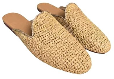 SUBLXPoten Zapatillas Tejidas de Paja Zapatos de Paja for Mujer, Plataforma, Suela Gruesa, for Exteriores, de Color sólido, for Vacaciones y Playa(Brown,7.5(38))