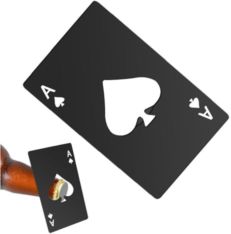 Flaschenöffner Praktischer Bieröffner & Lustiger Flaschenöffner - Passt In Die Brieftasche Als Geschenk Für Papa Ace Of Spades Flaschenöffner, Pokerkarten-Flaschenöffner Silber/schwarz