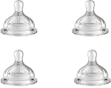 Oberni Teats Size 4, Fast Flow Suitable for 12+ Months Newborn Baby, Breast-Like Soft Silicone Nipples Fits Oberni Wide-Neck Baby Bottles, Pack of 4