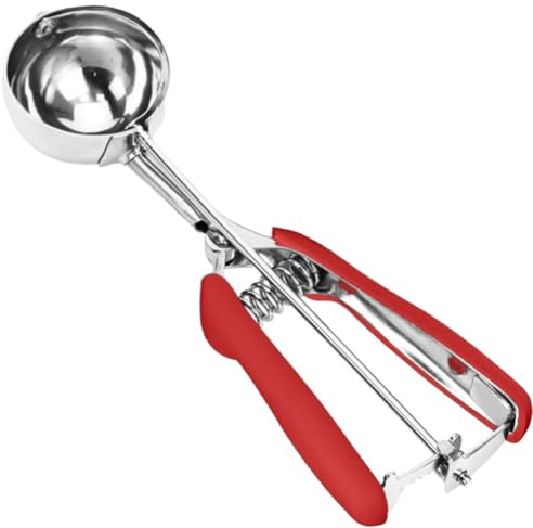 Ice Cream Scoop, Cookie Scoop, 5.3 Tbsp/ 80 ml/ 2.7 oz Cookie Scoops for Baking, 18/8 Stainless Steel Cookie Scooper for Baking, Ice Cream Scooper with Trigger Release, Cookie Dough Scoop (Red)