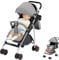 OHMG Kinderwagen mit Griff, 25 kg, 0 – 4 Jahre, kompakter Kinderwagen, faltbar, Einstellung der Rückenlehne bis zur Liegeposition, mit Arand Korb, Schnellfaltsystem, Moskitonetz, Schultergurt