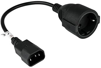 kabelmeister Netzkabel/Adapterkabel USV, Kaltgeräte-Stecker C14 an Schutzkontakt-Buchse Typ F, schwarz, 0,15m