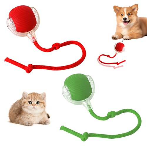 MEETOZ Interaktives Katzenspielzeug, Ball für Indoor-Katzen, schnelles Rollen auf Teppich, 360° intelligenter automatischer Rollball, Zwitschern und Bewegungsaktivierung, Katzenspielzeug, 2 Stück