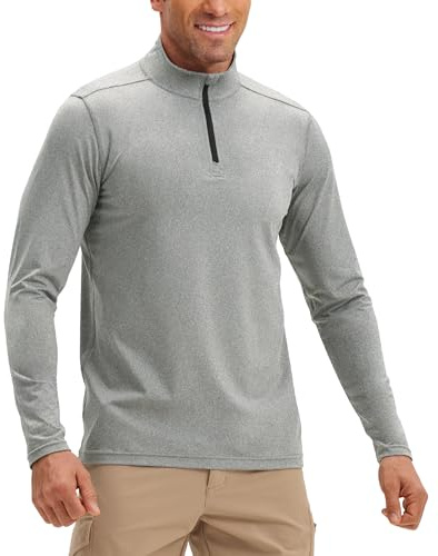33,000ft Camiseta deportiva para hombre con cremallera 1/4, ligera, cuello alto, camiseta funcional, transpirable, para gimnasio, fitness, entrenamiento