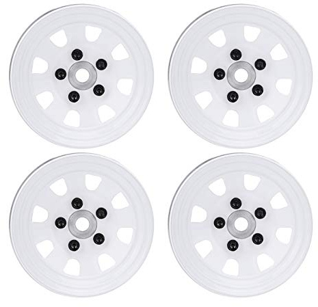 ZJchao RC Beadlock Felgennabe, 4 Stück 1,9 Aluminiumlegierung Felgen Naben 1,9 Beadlock RC Auto Radnaben für 1/10 RC Crawler für Axial SCX10 (White)