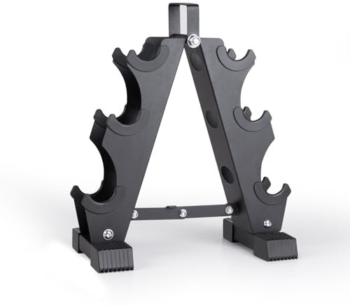 LIONSCOOL Dumbbell Rack Stand, 3/4/6 Tier A-Frame, Heavy Duty Dumbbell Holder, Portable Weight Rack for Home Gym (Stand Only) (3-Tier)