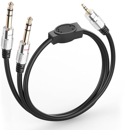 JSADZKJ 3.5mm to Dual 1/4“ TRS Y Split Cable,1/8” Male to Dual 6.35mm Male Stereo Audio Cord,Gold Plated 3.5mm TRS to 1/4 6.35mm (TRS) Connection Cable for Bass Microphone Guitar-1.64Ft