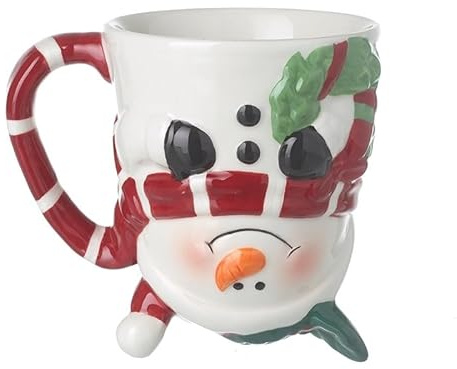 Snowman Upside Down Christmas Mug – Festive Ceramic Mug – 13.4 x 9.8 x 12 cm