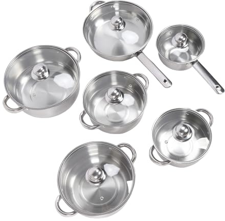FLEXMAN 6Pcs Stainless Steel Pots and Pans Set, Versatile Nonstick Kitchen Cookware Set, Thickened Easy Clean Cookware Set with Lids for Kitchen