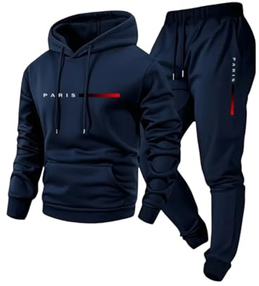 Topassion Turnanzug Modern Hausanzug Casual Trainingsanzug Baggy Herrenkleidung Herren Hosenanzug Männer Sportanzug Bequem Tracksuit Kapuzenpullover Jogginghose 2 Teilige Sets Weich Zweiteilig Anzug