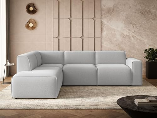 GRAINGOLD Eluno Ecksofa 292x220 cm, L-Form Sofa, Sofa für Wohnzimmer, Bouclé Stoff, 4-Sitzer Eckcouch, Modernes Design (Grau, Links)