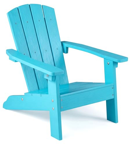 COSTWAY Adirondack Stuhl Kinder, Adirondack Chair wetterfest aus HIPS, Gartenstuhl mit ergonomischer Rückenlehne & Armlehnen, Outdoor-Stuhl für Jungen & Mädchen ab 3 Jahren (Türkis)