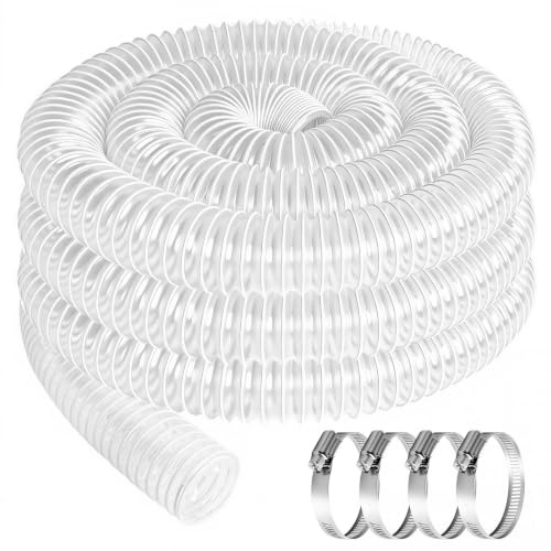 50mm Transparenter PVC Staubsammelschlauch, 3M Länge Saugschlauch | Gartenpumpe Staubsaugerschlauch, Universal Spiralschlauch für Werkstatt Staubsauger Teichpumpe