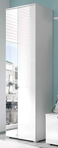 AVANTI TRENDSTORE - Spilla - Armadio da Ingresso Elegante, in Laminato di Colore Bianco lucido con corpo in bianco opaco. Dimensioni LxAxP ca. 60x198x40 cm