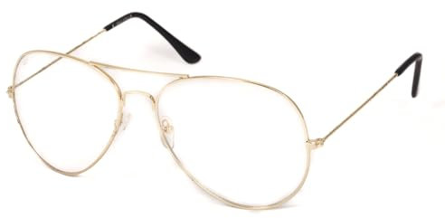 KISS AIR FORCE Occhiali da Vista Uomo Donna – Stile Aviatore con Montatura in Metallo Leggera & Resistente – Lenti Trasparenti, Fotocromatiche o Anti Luce Blu per PC, TV, Lavoro, Gaming