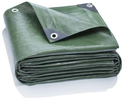 GardenMate 5x6m 200g/m² Premium Gewebeplane Abdeckplane Schutzplane Bootsplane Grün schwere Qualität