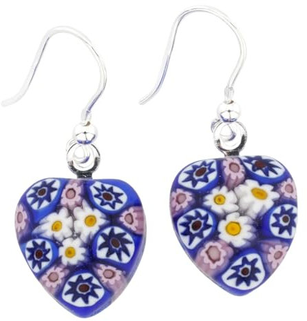 Millefiori Herz Ohrringe - Silber